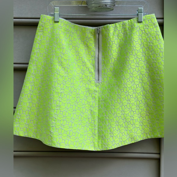 J Crew Chartreuse Neon Yellow Geometric Preppy A-Line Mini Skirt Size 12 - Picture 3 of 4